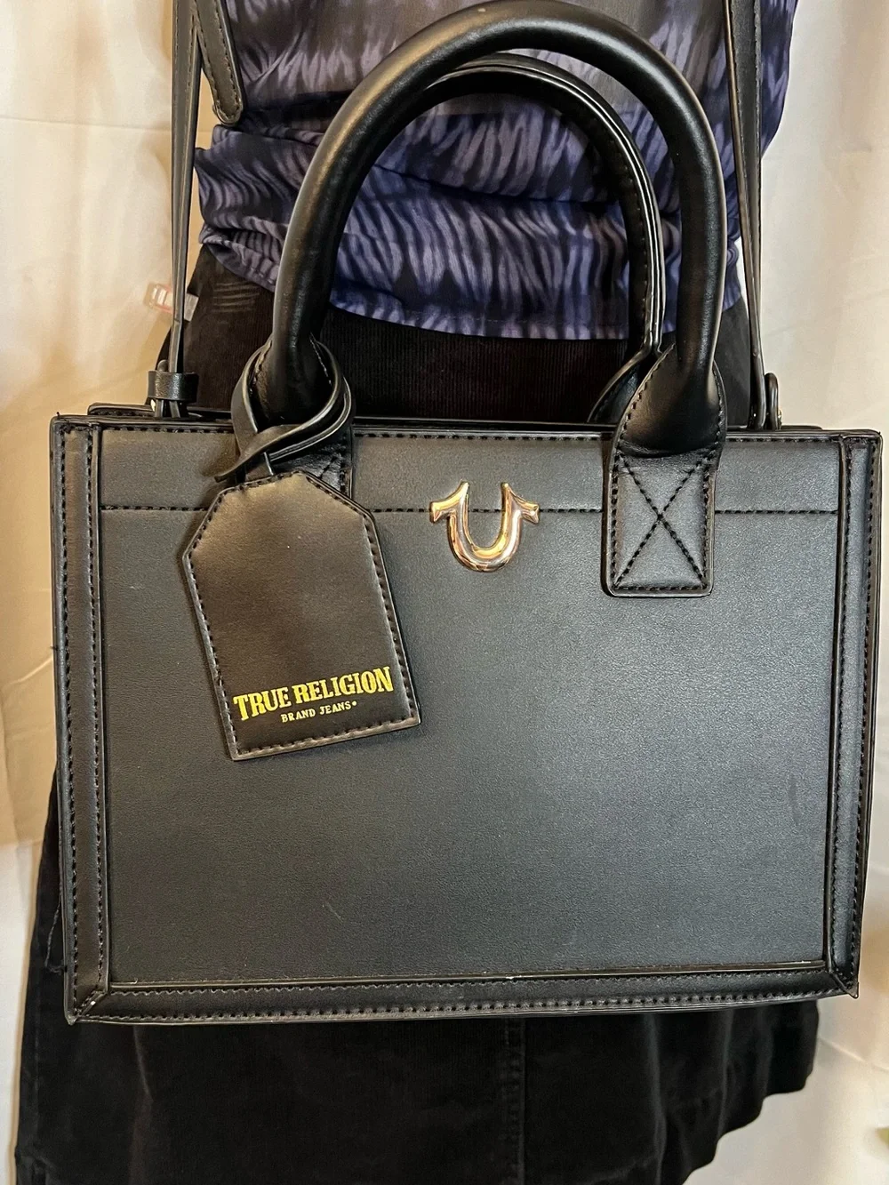 True Religion Modern Edge Black Tote Bag With Crossbody Strap